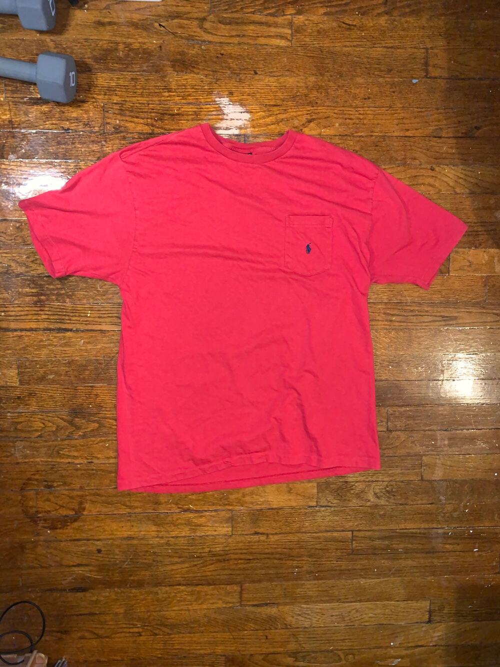 Vintage 90s Polo Ralph Lauren Pocket T Shirt Red Large Made in USA Single Stitch